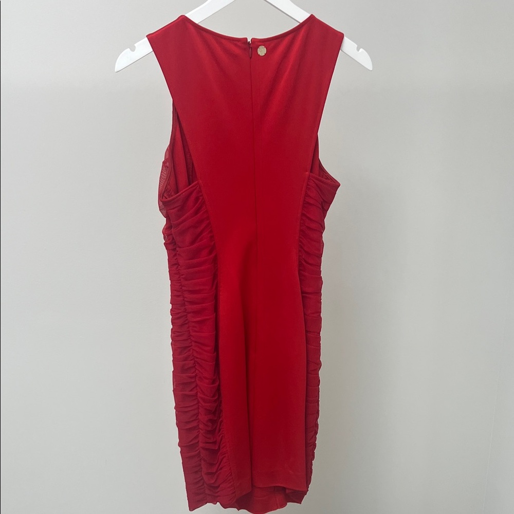 Versace Collection Red Ruched Mini Dress - Picture 2 of 9